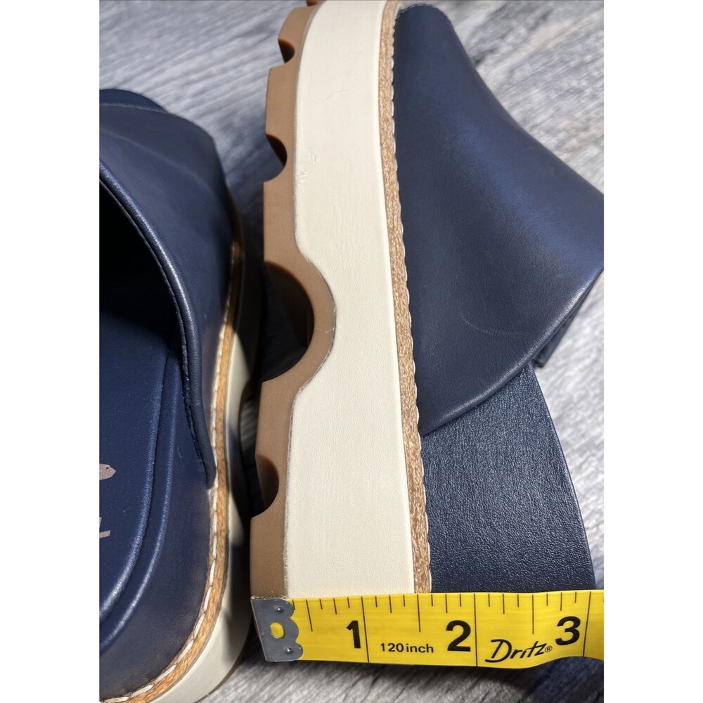 Sorel Joanie Navy Blue Leather Slide Wedge Sandals Platform Women’s Size 7.5 EUC - Picture 11 of 12